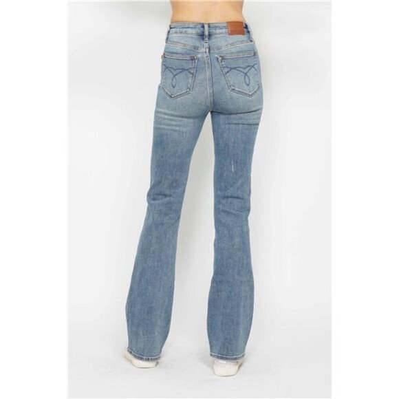 Judy Blue Full Size Tummy Control Back Embroidered Pocketed Bootcut Jeans Plus - Picture 15 of 16